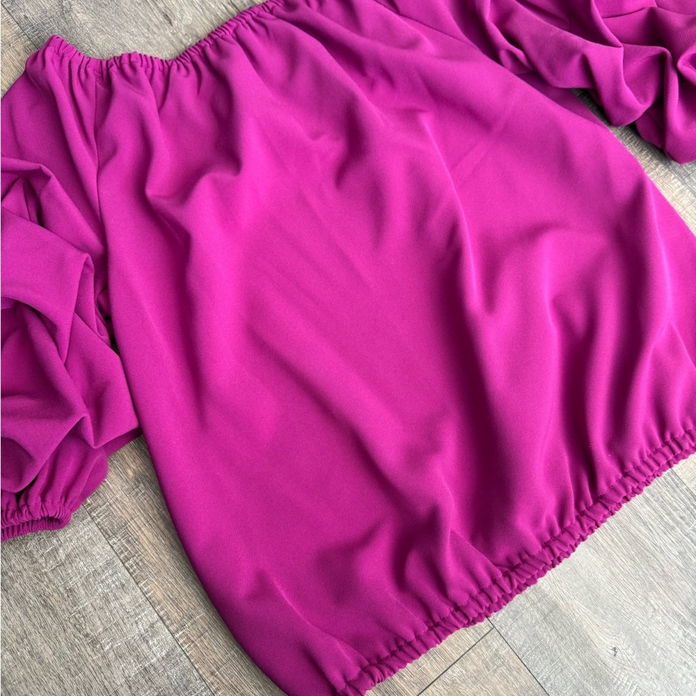 MSK Fuchsia Off-Shoulder Ruffle Blouse - Picture 4 of 4